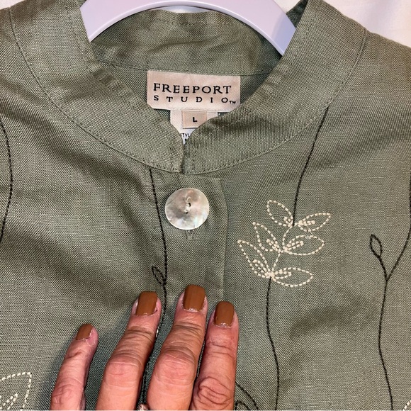 Vintage Freeport Studio Linen Embroidered Tunic Jacket - Picture 4 of 11